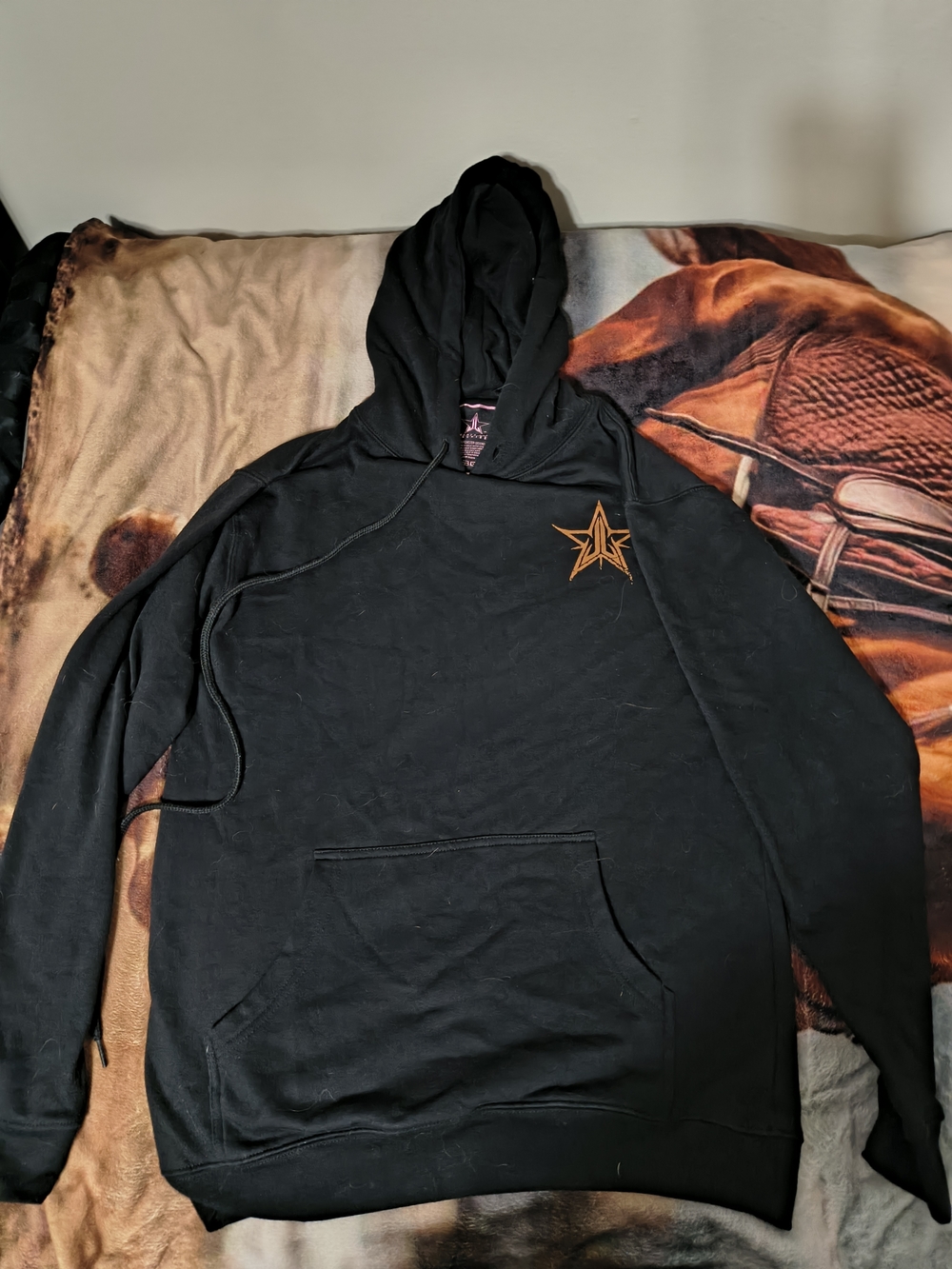 Jeffree Star Fashion Halloween Black Hoodie with Orange Star Spider Logo